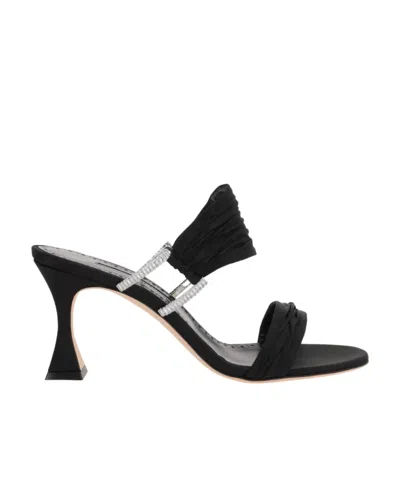 MANOLO BLAHNIK MANOLO BLAHNIK CHINAP EMBELLISHED SATIN SANDALS