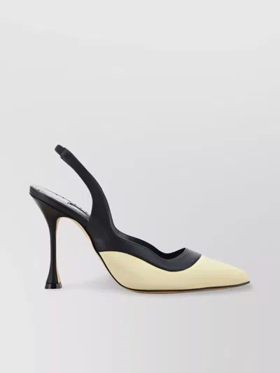 Manolo Blahnik Goga 105 Leather And Suede Slingback Pumps In Grey