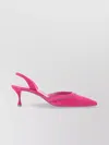 Manolo Blahnik Almond Toe Leather Kitten Heel Pumps
