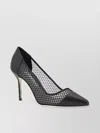 MANOLO BLAHNIK ALMOND TOE MESH LAMBSKIN PUMPS