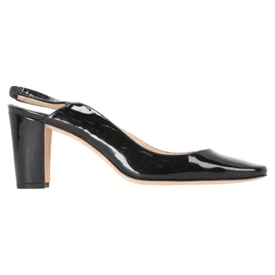 Manolo Blahnik Almond-toe Slingback Pumps In Black Patent Leather
