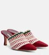 Manolo Blahnik Alo 70 Embroidered Suede Mules In Red
