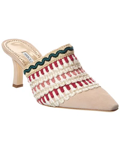 Manolo Blahnik Alo 70 Suede Mule In Neutral