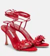 Manolo Blahnik Anista Floral-applique Suede Sandals