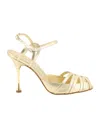 Manolo Blahnik Maka Nak 105 Metallic Leather Sandals In Nude