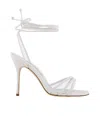 Manolo Blahnik Ankle Strap Sandals In White