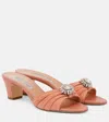 Manolo Blahnik Embellished Suede Mules