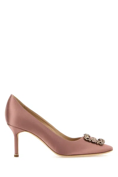 Manolo Blahnik Antiqued Pink Satin Hangisi Pumps