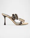 Manolo Blahnik Aplinanu Nappa Leather Double-band Slide Sandals In Multi
