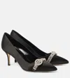 Manolo Blahnik Asapump 70 Crystal-embellished Satin Pumps In Black