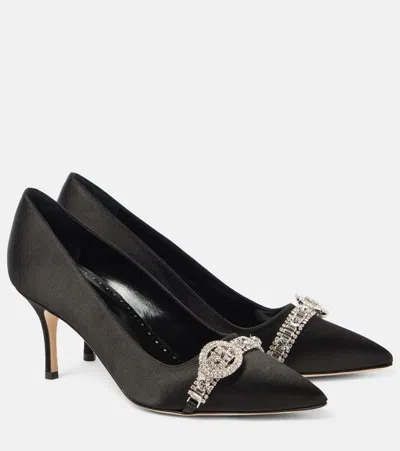 Manolo Blahnik Asa 70 Satin Pumps In Black
