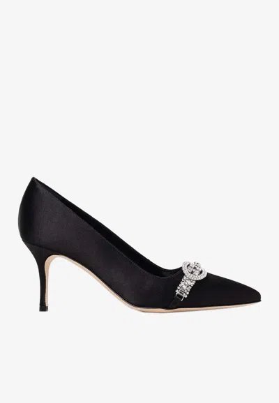 Manolo Blahnik Asapump Embellished Pumps In Black
