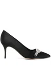 Manolo Blahnik Asapump 70 Crystal-embellished Satin Pumps In Black