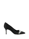 Manolo Blahnik Asapump 70 Crystal-embellished Satin Pumps In Blck
