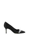 Manolo Blahnik Asapump 70 Crystal-embellished Satin Pumps In Blck