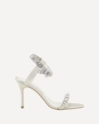 Manolo Blahnik Asasan Satin Sandals In Silver