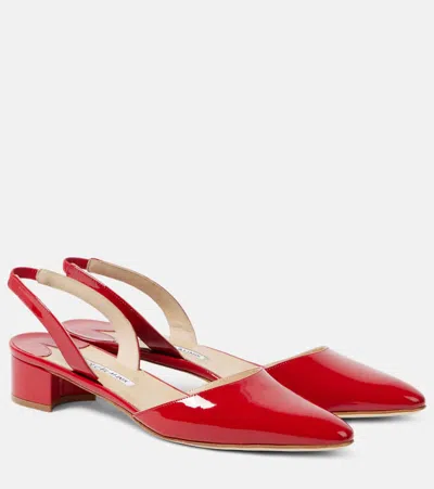 Manolo Blahnik Aspro 30 Patent Leather Slingback Pumps In Red