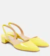 Manolo Blahnik Aspro 30 Patent Leather Slingback Pumps In Yellow
