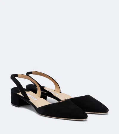 Manolo Blahnik Aspro Leather Slingback Pumps In Black