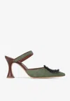 Manolo Blahnik Atika 90 Raffia Pointed Mules In Green