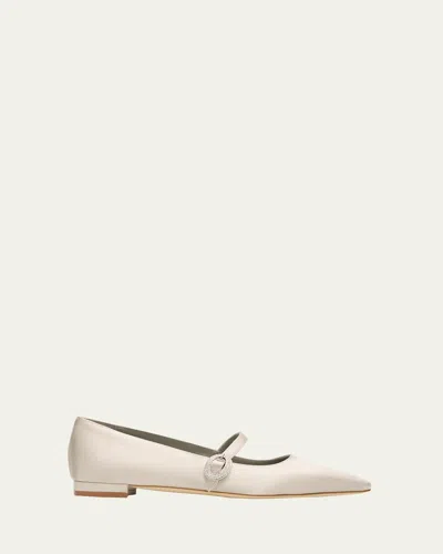 Manolo Blahnik Auluspla Satin Embellished Mary Jane Ballerina Flats In Multi