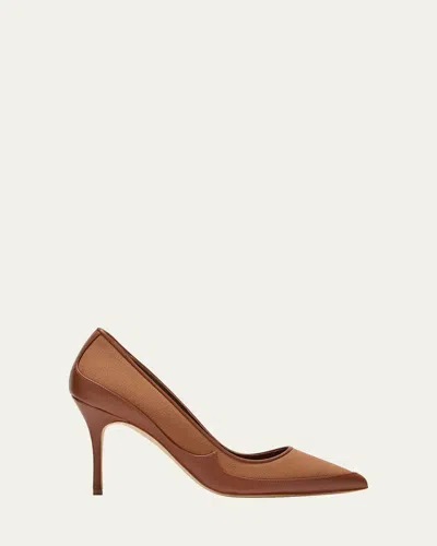 Manolo Blahnik Axidiaso 100mm Leather Pumps In Medium Brown