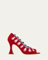 Manolo Blahnik Aziz Kid Suede Open-toe Pumps In Red