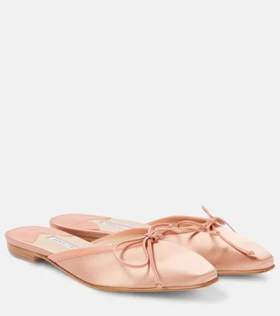 Manolo Blahnik Slippers Ballerimu 10 Aus Satin In Orange