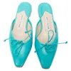 Manolo Blahnik Ballerimu Leather Ballet Mules In Green