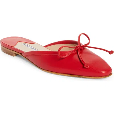 Manolo Blahnik Ballerimu Square Toe Mule In Red