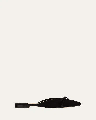 MANOLO BLAHNIK BALLERIMU SUEDE BOW BALLERINA FLAT MULES