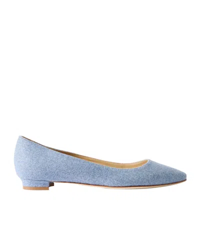 Manolo Blahnik Tweed Ballerina Flats In Blue