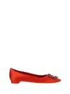 Manolo Blahnik Hangisi Flat Red In Bred