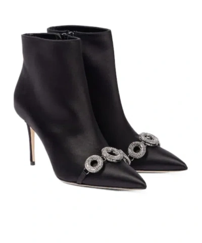 Manolo Blahnik Balvisa Embellished Satin Ankle Boots In Black