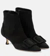 Manolo Blahnik Black Baylow 50 Suede Ankle Boots In Black