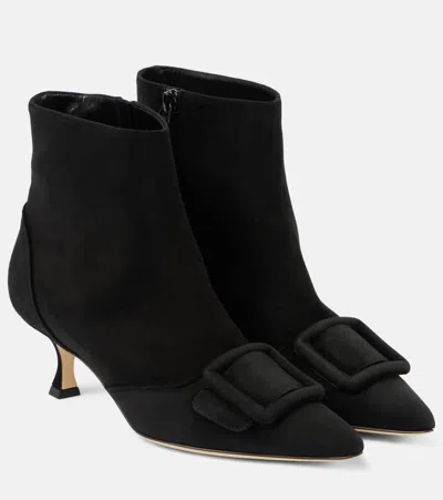 Manolo Blahnik Black Baylow Boots In 0015 Black