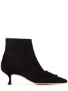Manolo Blahnik Baylow Tonal Buckle Ankle Boots In Black