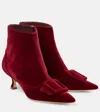 MANOLO BLAHNIK BAYLOW VELVET ANKLE BOOTS