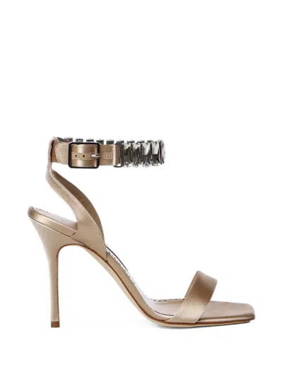 Manolo Blahnik Bayosan Crystal-embellished Buckle-fastening Sandals In Neutral