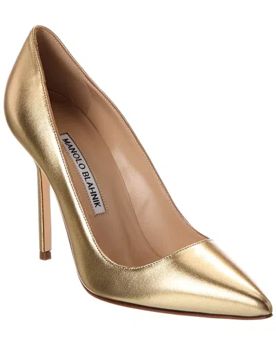 Manolo Blahnik Bb 105 Leather Pump In Gold