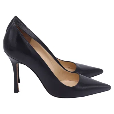 Manolo Blahnik Bb 105 Pointed Toe Pumps In Black Lamb Leather