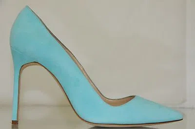 Pre-owned Manolo Blahnik Bb 105 Turquoise Blue Suede Shoes Pumps Heels 40 40.5 41 41.5 In Torquoise