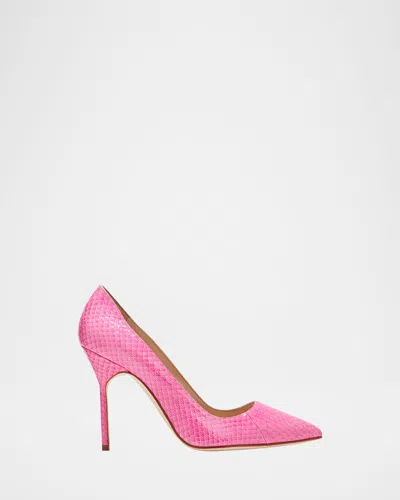 Manolo Blahnik Bb 105mm Embossed Leather Pumps In Pink