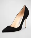 Manolo Blahnik Pointed Pumps In Grey Suede In Black