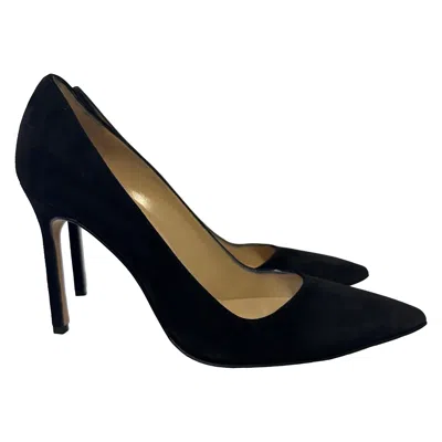 Pre-owned Manolo Blahnik Bb 105mm Suede Pumps Black Size It 38 Heels Italy Classic Luxury