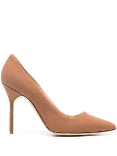 Manolo Blahnik Bb 110mm Interwoven Pumps In Brown