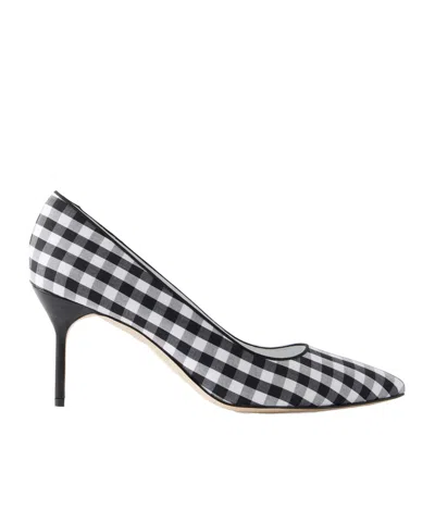 Manolo Blahnik Bb 70 Checked Woven Pumps In Black