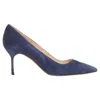 Manolo Blahnik Bb 70 Navy Suede Leather Pumps In Blue