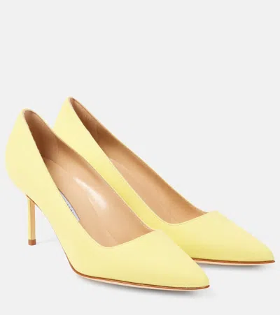Manolo Blahnik Bb 70 Suede Pumps In Yellow