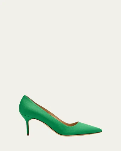 Manolo Blahnik Bb 70mm Classic Fabric Pumps In Green